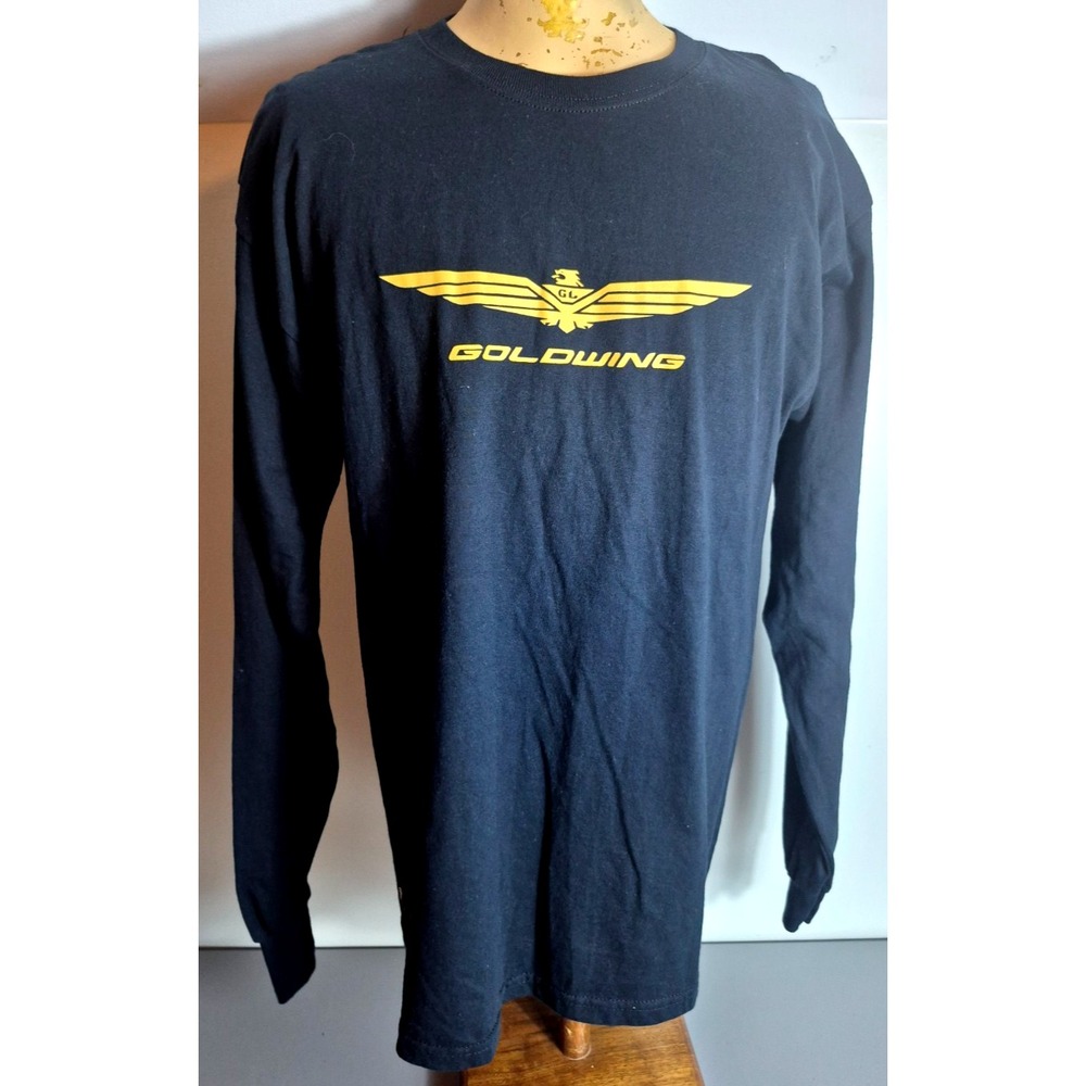 Honda Goldwing Mens Long Sleeve T-Shirt Large Black Gold
